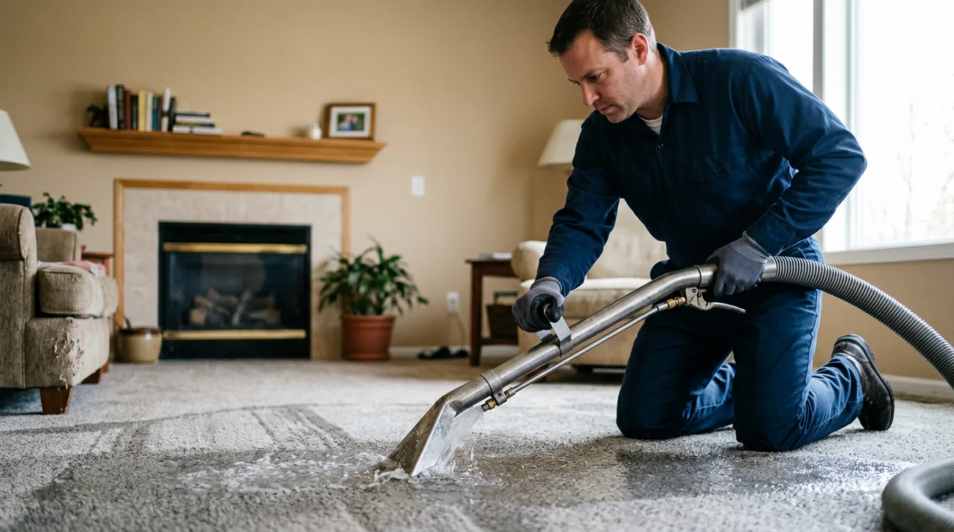 Water damage restoration technician working near Evart, MI